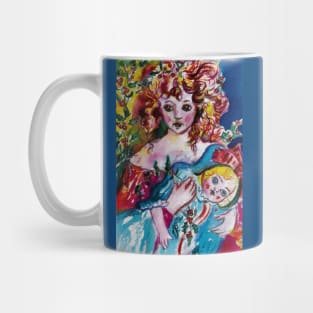 LITTLE GIRL WITH DOLL , HOLLY BERRIES, CHRISTMAS GIFTS Mug
